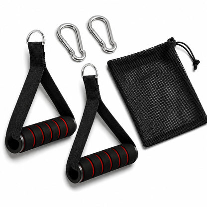 Cable Machine Handles 2 Pack, Foam Grip Exercise Handles with Carabiners and Mesh Bag for Lat Pulldown, Cable Rows, Tricep Pushdown, Resistance Bands and Home Gym Workouts