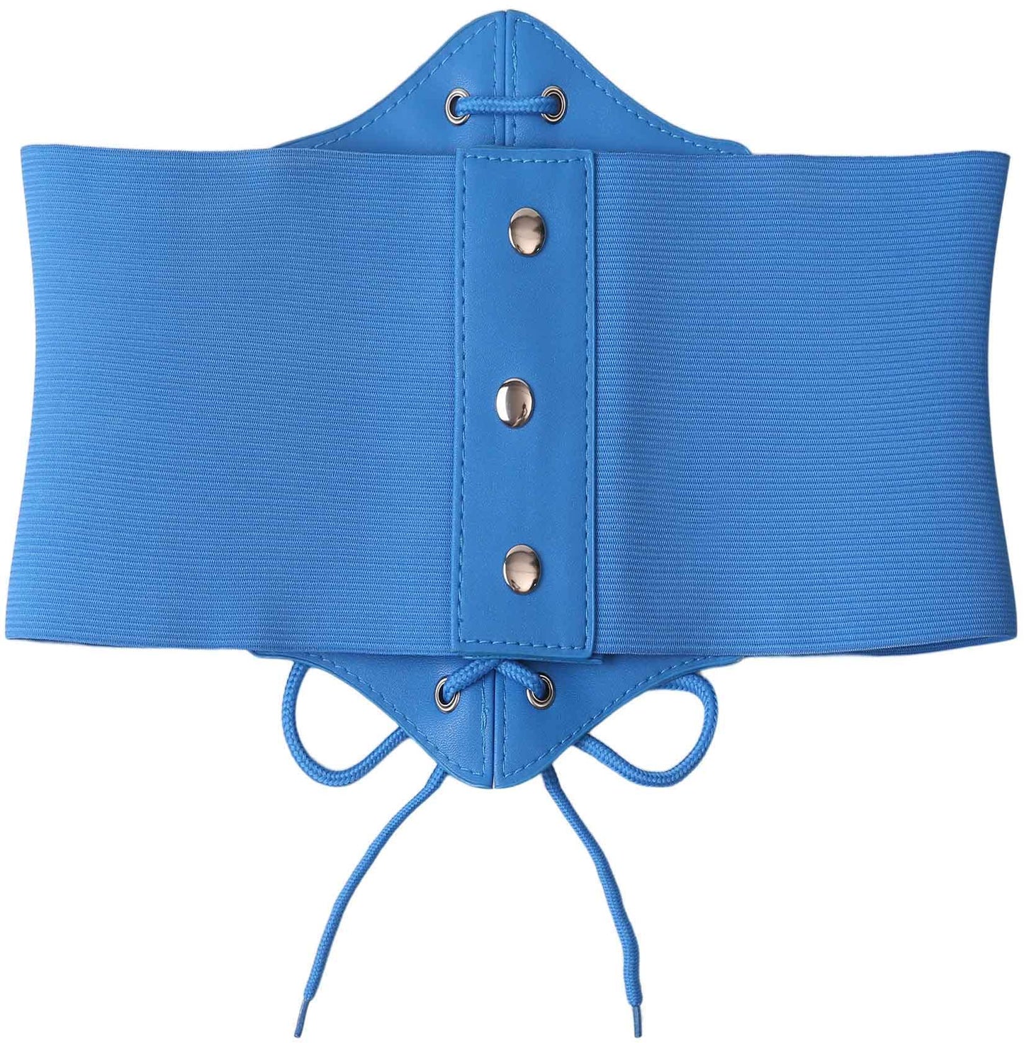 Hoerev Corsets Belt Tops Leather Vest Pirate Halloween Costume Lace Up Waist Belt Bustiers Corsets For Women, Blue, L