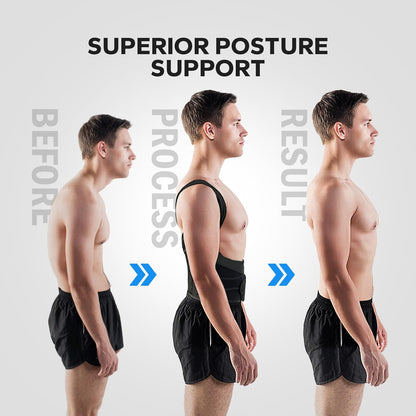 Posture Corrector for Men and Women, Upper Back Support Brace with Adjustable Shoulder Straps for Comfortable Posture Training – Invisible Under Clothing (Large 35.4-41.3‘’)