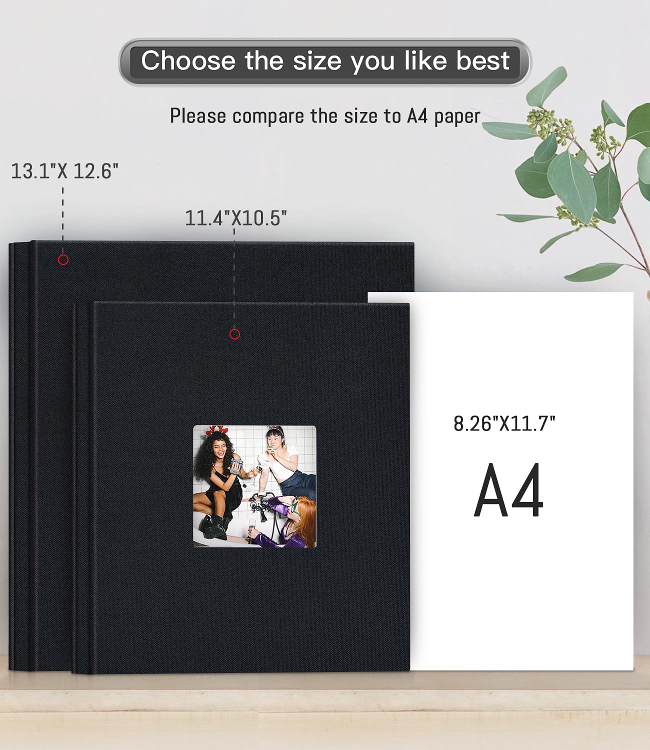 Popotop Photo Album Self Adhesive with Picture Display Window,40 Pages DIY Scrapbooking Supplies Kit for 4x6 8x10 Picture,Linen Cover Memory Book for Baby Wedding, with Scraper and Metallic Pen