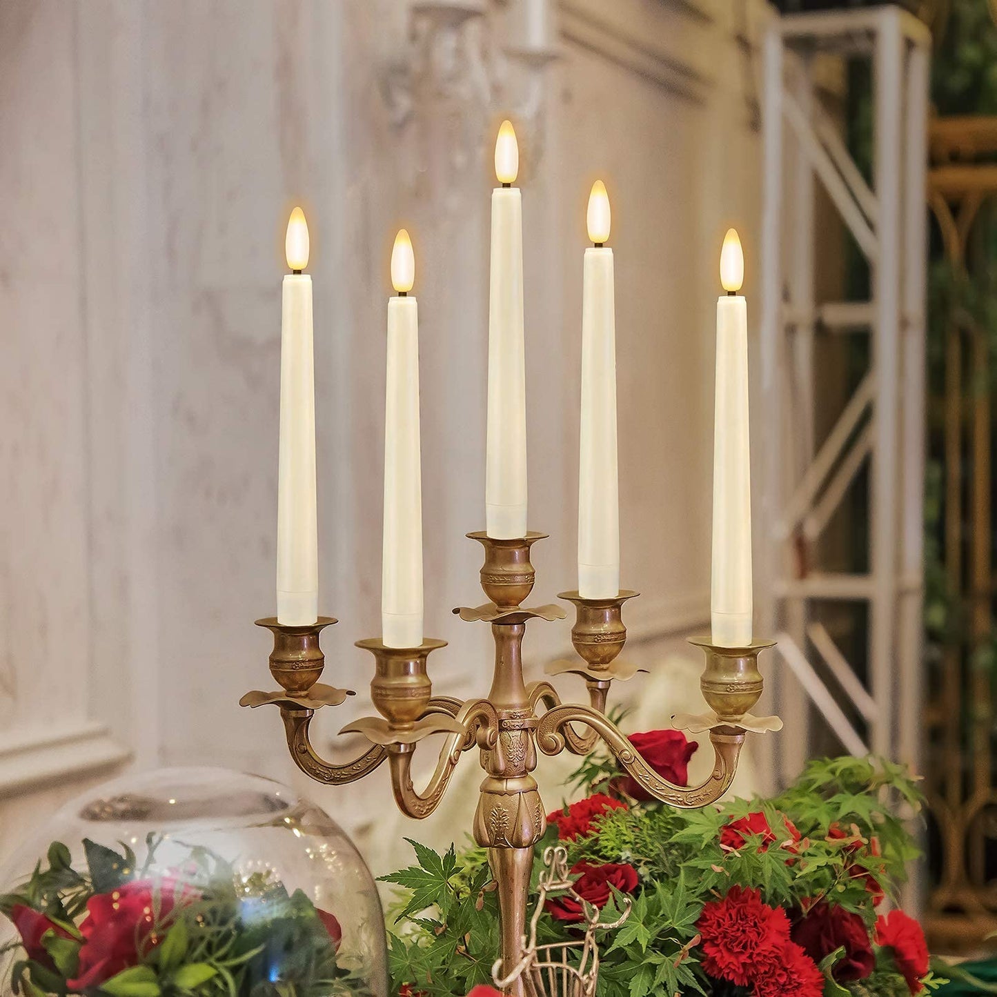 FPOO 8PCS Flameless Flickering Taper Candles with 2 Remote Control and Timer, 8 Inch 3D Wick Floating Flickering Flame, Battery Operated LED Window Candle Lights, Christmas Home Wedding Decor (Ivory)