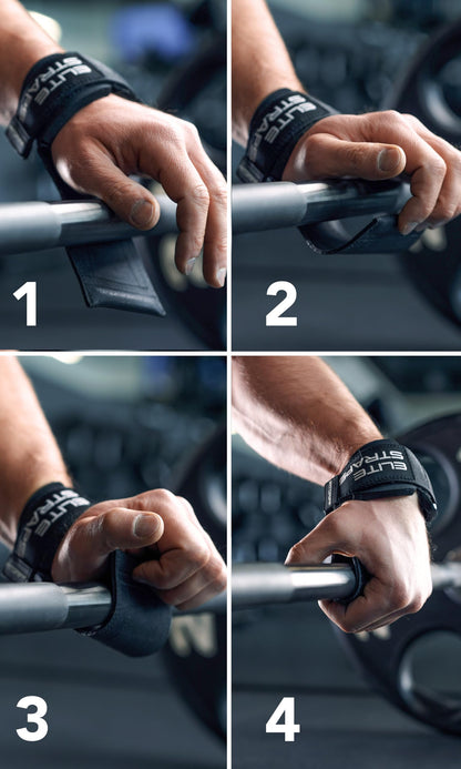 Fitgriff® Elite Straps - Lifting Wrist Straps (Rubber Grips) for Weightlifting, Gym, Workout, Deadlift - Anti-Slip Revolution for Men and Women (Black, M/L)