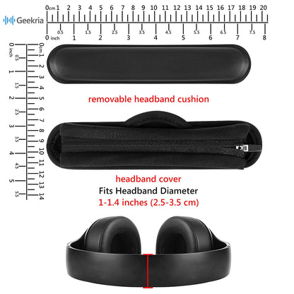 Geekria Medium Cooling-Gel Hook and Loop Headband Cover + Pad Set Protector No Tool Needed Compatible with HyperX, Turtle Beach, Razer, SteelSeries, Logitech, Corsair Headphones