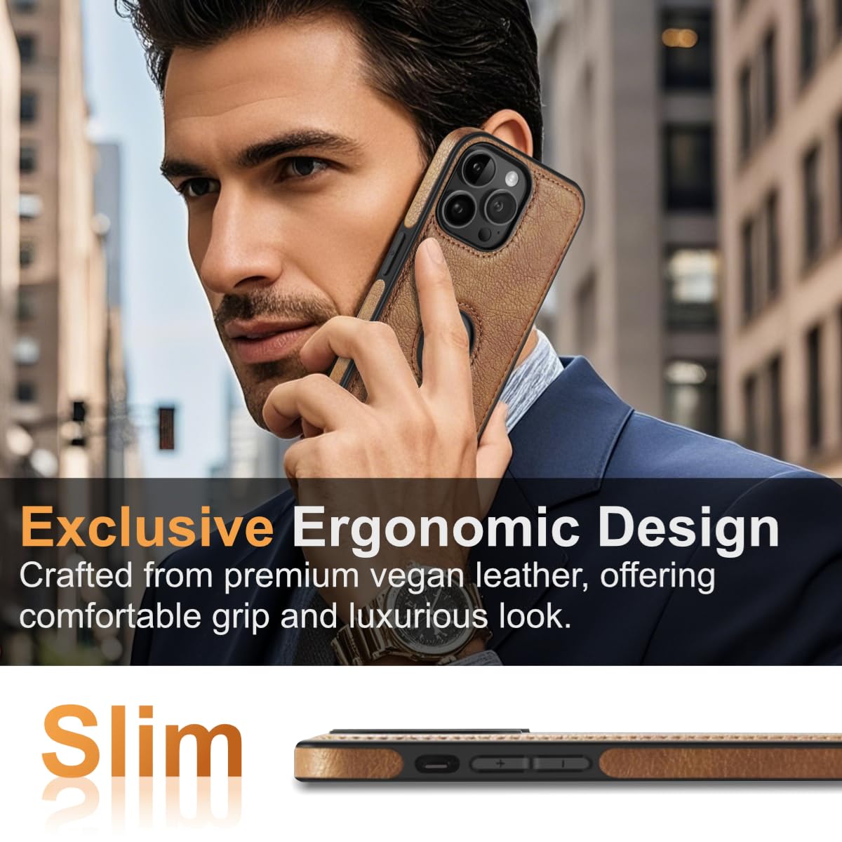 DOGODON Design Compatible with iPhone 12 & iPhone 12 Pro Case Luxury Leather Business Vintage Slim Non-Slip Soft Grip Shockproof Protective Cover (2020) 6.1 Inch (Brown)