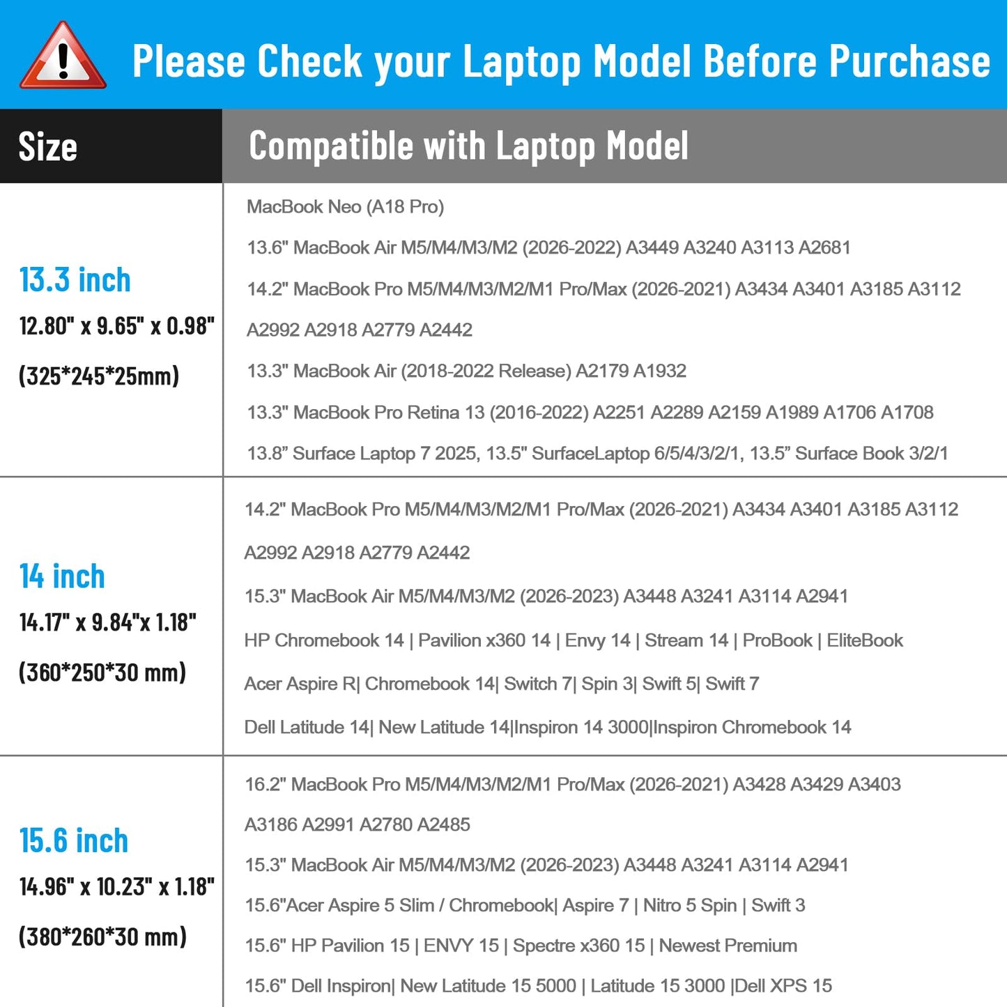 FINPAC Laptop Shoulder Bag for MacBook Neo A18 Pro, 13.6-inch MacBook Air 2026-2022 M5/M4/M3/M2/M1, MacBook Carrying Case 13.3" 13.6" 14.2", 13.5" Surface Laptop, HP, Dell, Acer Chromebook, Black