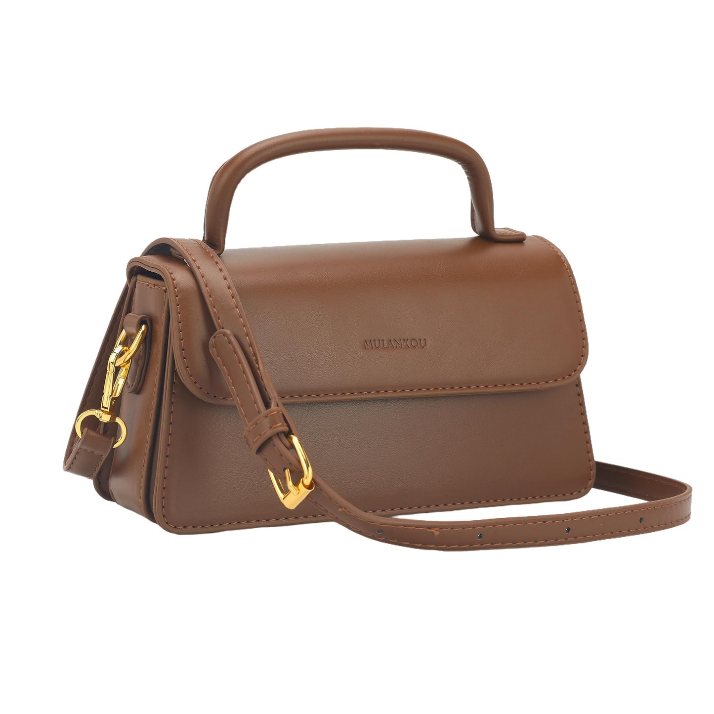 Perphy Crossbody Bag for Women Top Handle Shoulder Bags Leather Small Handbags with Adjustable Strap 8.7 * 3.1 * 5.1 inches Brown