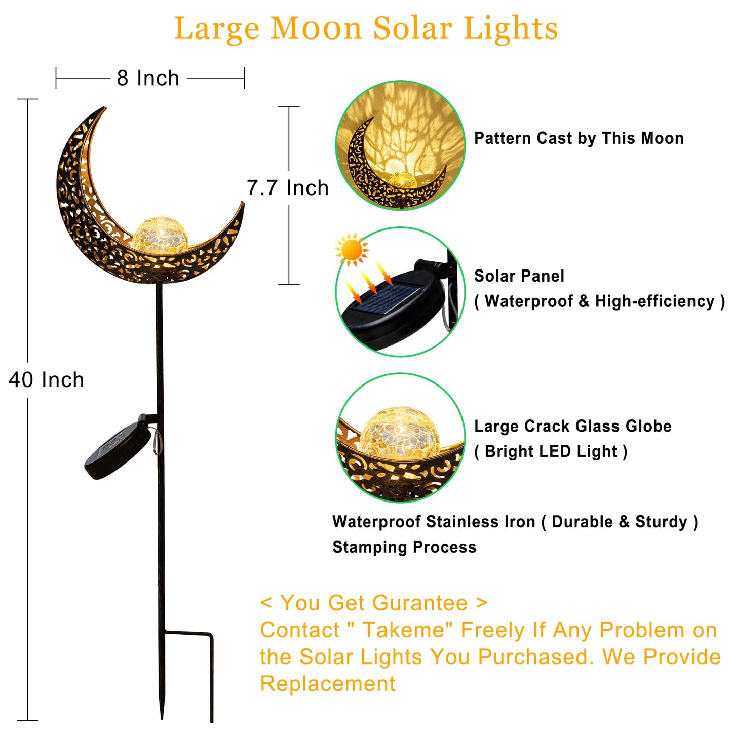 TAKE ME Moon Solar Lights Christmas Gifts for Women Garden Outdoor Decor Waterproof Metal Solar Stakes Lights for Patio Yard Walkway Lawn Patio Mothers Garden Gifts Mom Wife Grandma