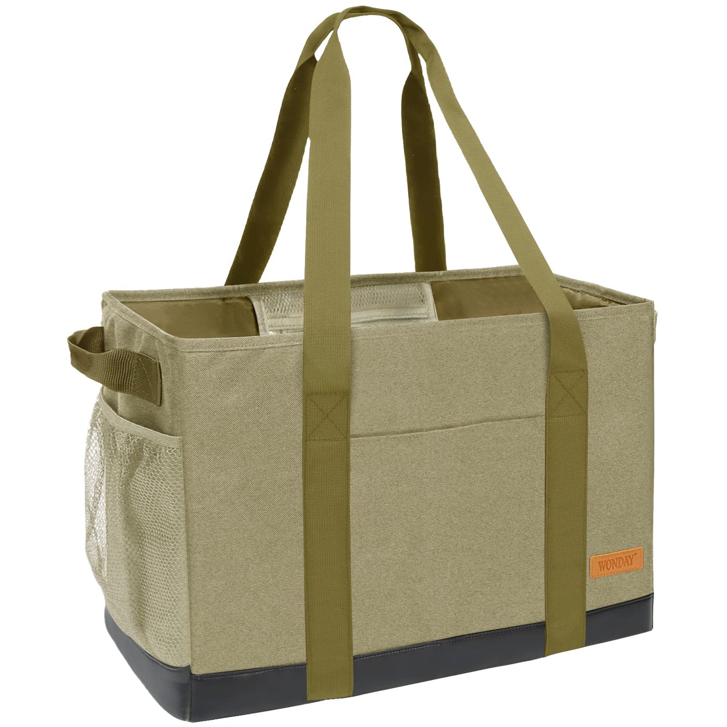 WONDAY Extra Large Utility Tote Bag - Standing Reusable Grocery Bag with Handle, Collapsible Storage Organizer for Shopping, Beach, Work