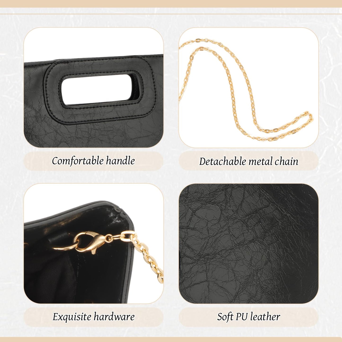 Freie Liebe Clutch Purses for Women PU Leather Evening Clutch Bag Fashion Handbags for Wedding, Cocktail, Prom with Chain