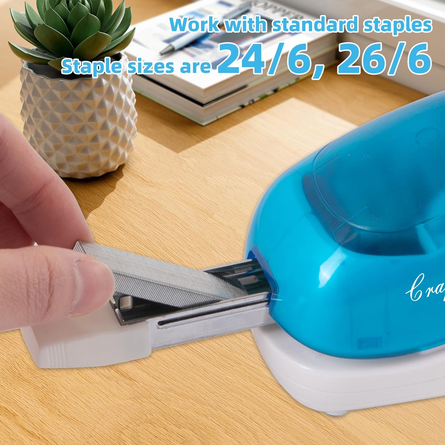 Craftinova Electric Stapler,Including 2000 Staples and 1 Staple Remover, Suitable for Palm Size and high Comfort，25 Sheet Capacity, AC Adapter or Battery Powered，Battery not Included