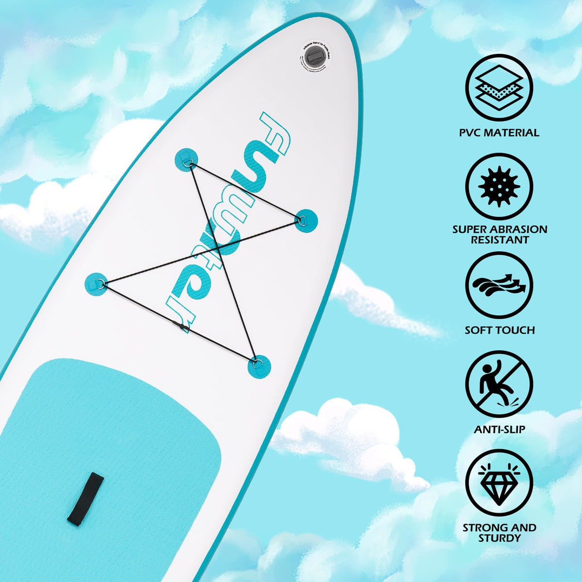 FunWater SUP Inflatable Stand Up Paddle Board 10'6×33"×6" Ultra-Light Inflatable Paddleboard with ISUP Accessories,Fins,Adjustable Paddle, Pump,Backpack, Leash