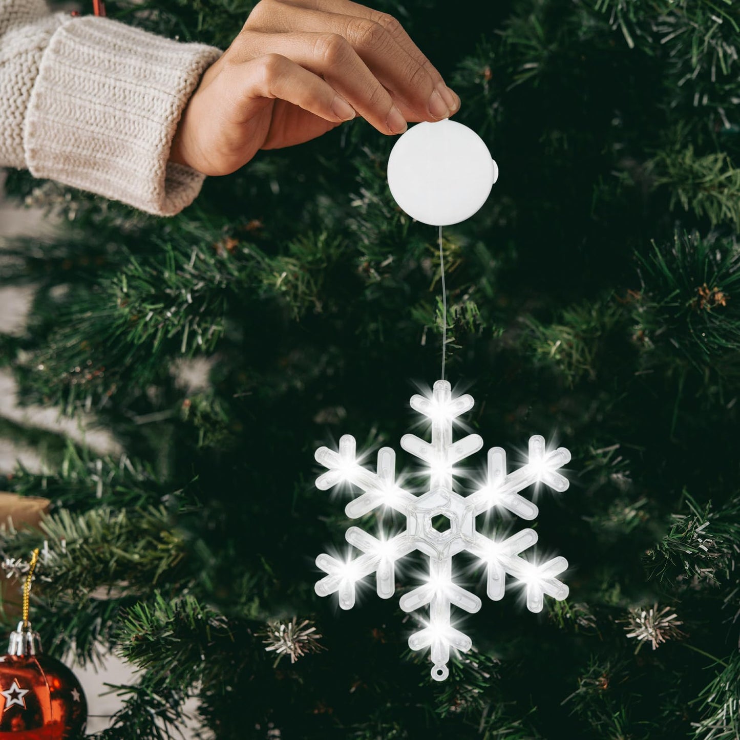 GAOJIETXD1 3 PCS Christmas Window Lights, Snowflake Hanging Lights with Timer Flashing Modes, Indoor Outdoor Xmas Decor for Home Party