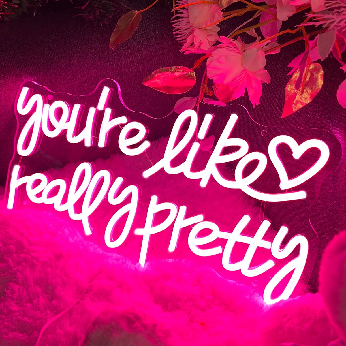 Neon Sign You're Like Really Pretty for Wall Decor Customized Led Neon Light Sign Personalized Birthday Marry Wedding Christmas Gift Sign Party Bedroom Bar Home Room (Pink,40×22 CM)