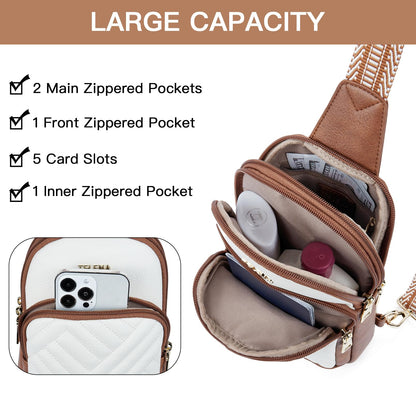 Telena Crossbody Sling Bags for Women, PU Leather Fanny Packs Cross Body Bag for Woman