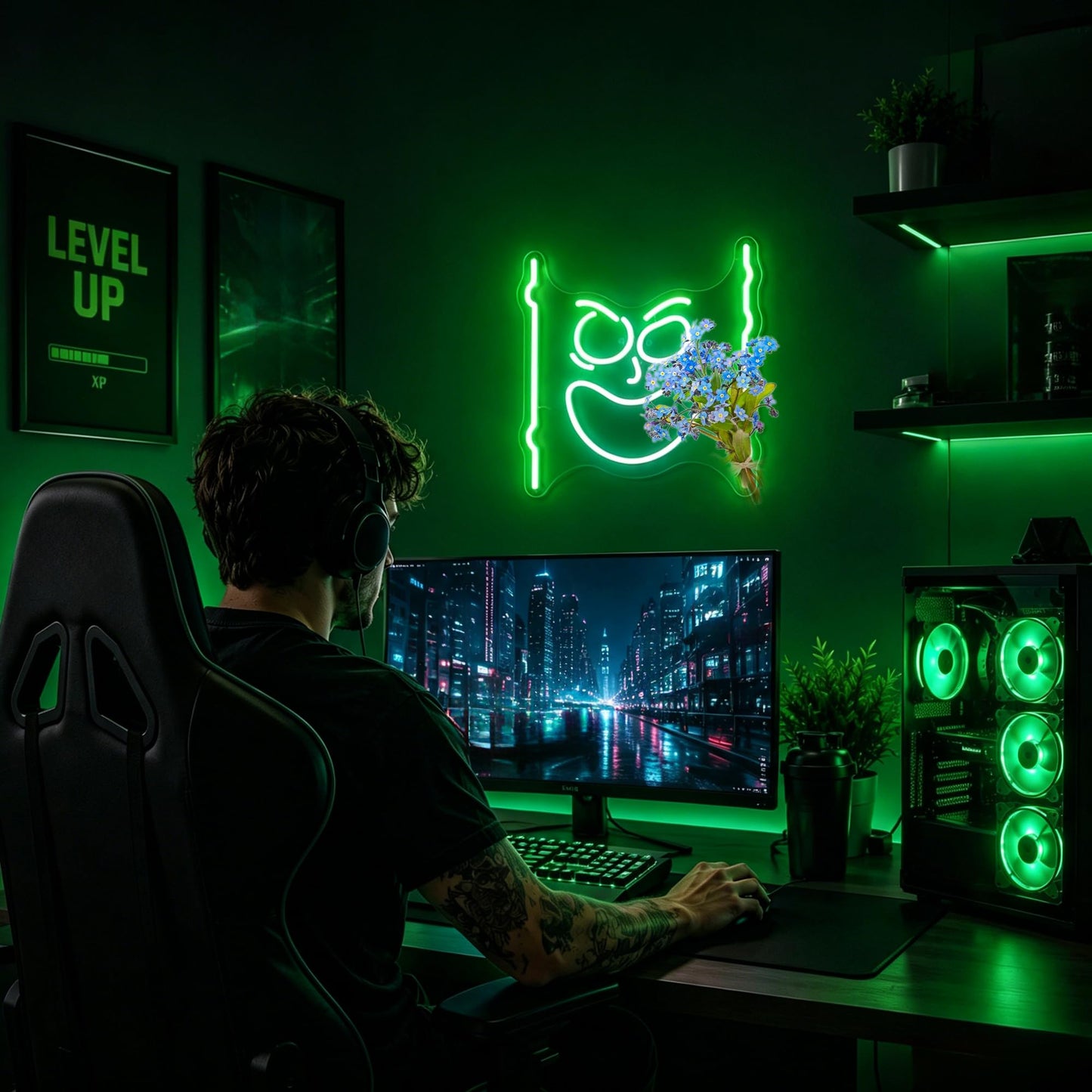 Bkuupau Neon Sign, Neon Signs for Wall Decor - Dimmable LED Light Signs Home Decor for Bedroom, Man Cave, Gaming Room, Party, Club, Bar Decoration - Christmas Halloween Easter Gift