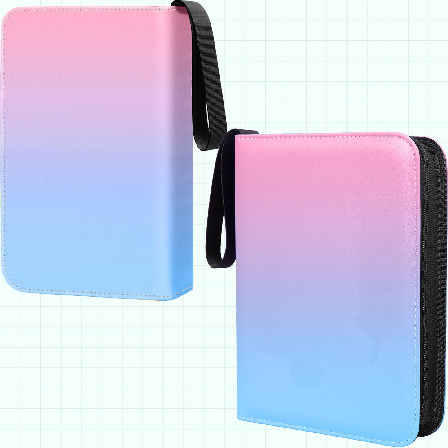 Card Binder 4 Pocket, 400 Pockets Card Holder Compatible with Game Cards Gift for Girls, Trading Card Binder Album Case Book Storage For Photocards, Small,Pink