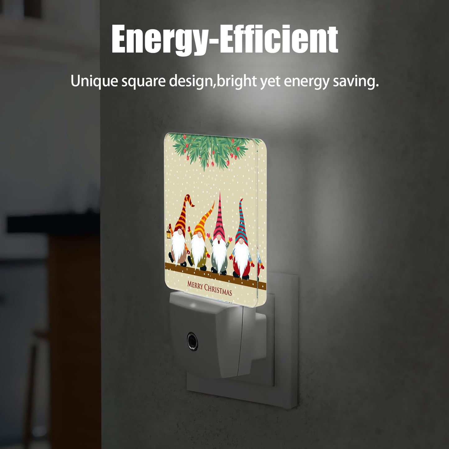 Jopowide Christmas Santa Claus Dusk to Dawn Night Light, Auto Sensor Lamp Home Indoor Stairway Kitchen Corridor, Night Lights Plug into Wall Decor, Boys Girls Women Men Room Gifts