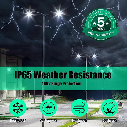 BBESTLED 400W LED Parking Lot Light Dusk to Dawn Photocell Outdoor Pole Mount 56000LM IP65 UL & DLC Commercial Light for Street Stadium Tennis Court 5000K (100-277VAC Input), LED Shoebox Lights