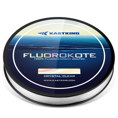 KastKing FluoroKote Fishing Line 100 Percent Pure Fluorocarbon Coated 20LB 300Yds 274M Premium Spool Clear