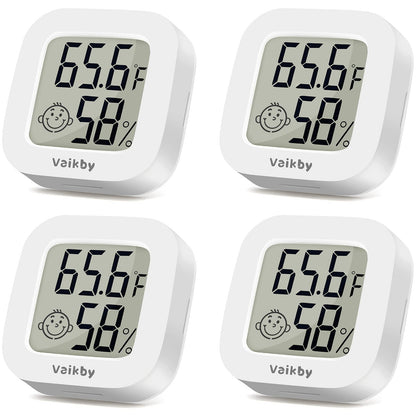 Vaikby Indoor Thermometer 4Pack, Humidity Gauge Meter Digital Hygrometer Room Thermometer for Home, Hight Accurate Temperature and Humidity Monitor for Greenhouse, Reptile, Humidors, Cellar, Office