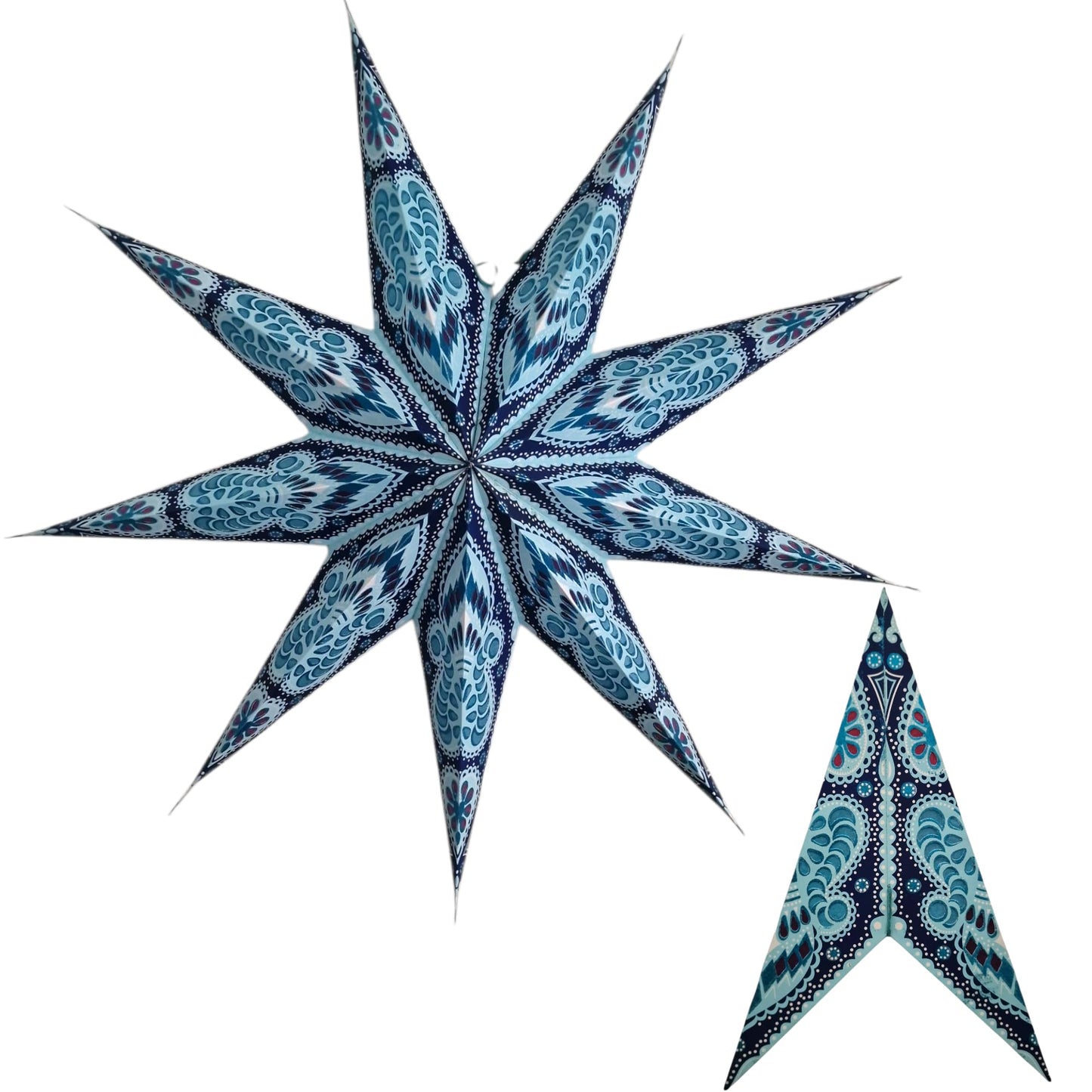 YEPSIO Lantern Lampshade Paper Star Light Shades Large 60cm Hanging Decorations for Christmas Wedding Home Decoration Birthday Party Foldable 9 Pointed Star (Glitter Blue, Purple, Red)