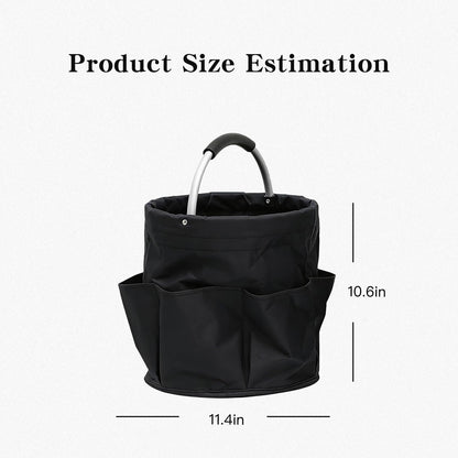 Tool Bucket Organizer 2-Pack, 17L Foldable Cleaner Caddy with 6 Pockets，Handle for Garden、Family and Bathroom, Can Also be Used as a Beach Basket or Shopping Basket，Black+Navy Blue
