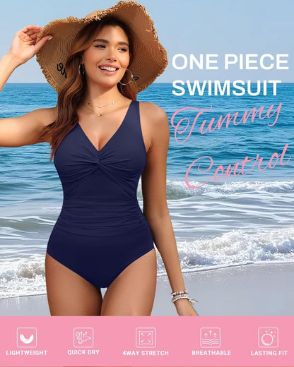 Women’s Tummy Control One Piece Swimsuit - Push Up Full Coverage Slimming Bathing Suit | Stylish Swimwear