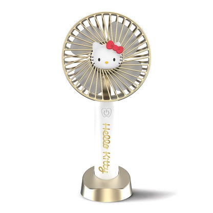 Hello Kitty 2-Pack Handheld Fan with Tabletop Stand - Multi-Speed Settings, Rechargeable Battery, Portable and Compact Design - Ideal for Home, Office, and Outdoor Use - Includes USB Charging Cable