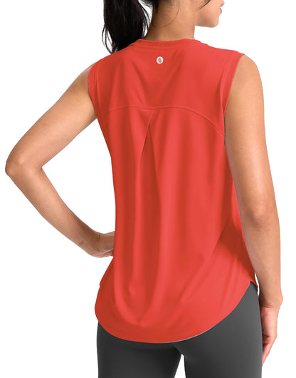 SANTINY Women's Sleeveless Workout Tops Breathable Lightweight Active Tennis Yoga Shirts Athletic Running Tank Tops for Women (Red_XS)