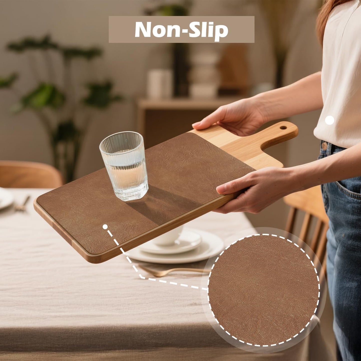 Aofmee Faux Leather Placemats Set of 6 - Waterproof - Wipeable - Washable - Heat Resistant - Anti Slip Stain Resistant Kitchen Dining Table Place Mats, Suitable for Indoor & Outdoor Use, Easy to Clean