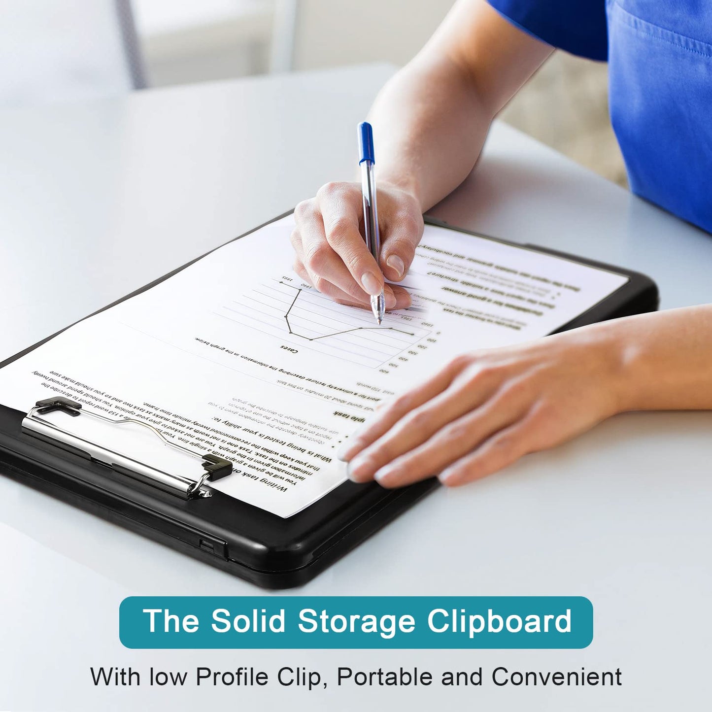 4 Pieces Clipboard with Storage Plastic Storage Clipboard Nursing Foldable Clip Board with Low Profile Clip for Student Teacher Nurse Employee, 9. 5 x 13. 5 Inch (Black, Blue, Green, Rose Red)