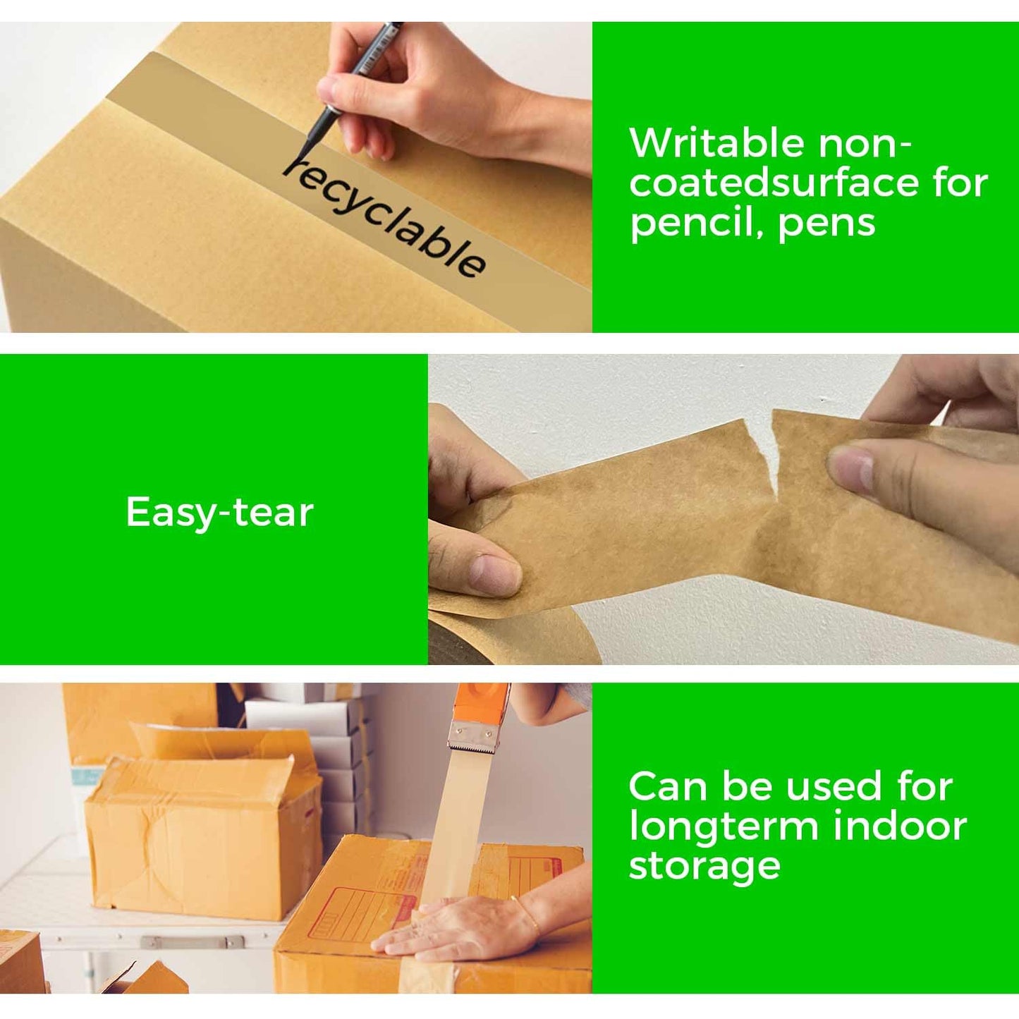 KMLYDGS 6 Rolls (2 inch x 55 Yard) Heavy Duty Kraft Paper Packing Tape – Premium Brown Packing Tape That's eco-Friendly, writable, and Perfect for Packing, Sealing & Masking
