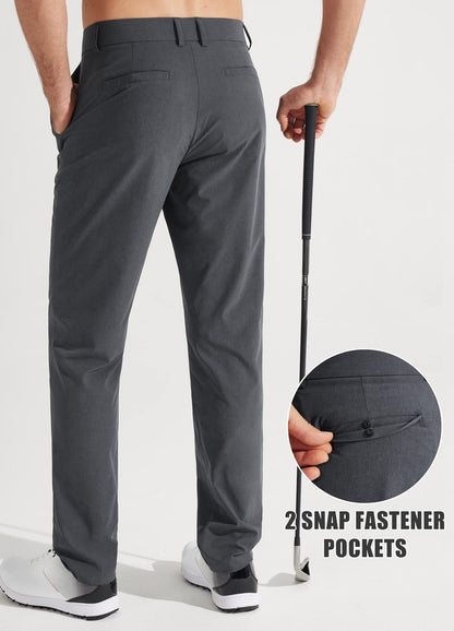 Libin Mens Golf Pants Classic Fit Stretch Work Dress Pants 32" Quick Dry Lightweight Business Casual Trousers Comfort Water Resistant, Iron Grey, 28W x 32L