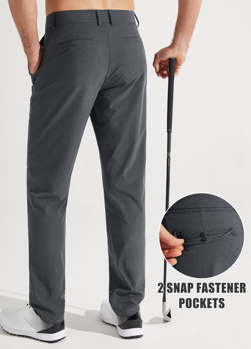 Libin Mens Golf Pants Classic Fit Stretch Work Dress Pants 32" Quick Dry Lightweight Business Casual Trousers Comfort Water Resistant, Iron Grey, 35W x 32L