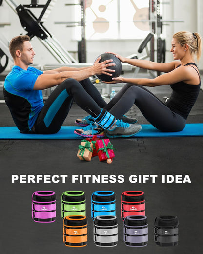 Adjustable Ankle Weights 1-20 LBS Pair with Removable Weight for Jogging, Gymnastics, Aerobics, Physical Therapy, Resistance Training|Each 2-10 lbs, Total 20LBS, Sky Blue