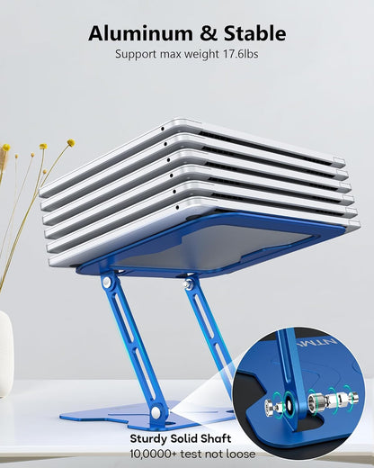 NTMY Adjustable Laptop Stand for Desk,Foldable Laptop Stand,Ergonomic Laptop Riser for MacBook Air Pro, Dell XPS, Acer,Lenovo,HP(10-16'')-Glacier Blue