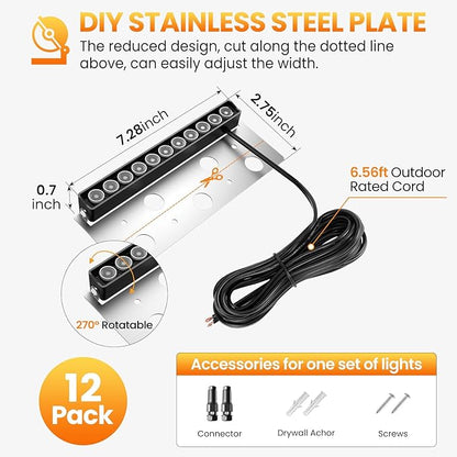 ZZXX 8 Inch 5W LED Hardscape Lighting 2700K Retaining Wall Lights 12-24V Low Voltage Step Light with Photocell Sensor IP68 Waterproof Paver Lights Outdoor for Deck Fence Patio Walls Stairs,8 Pack