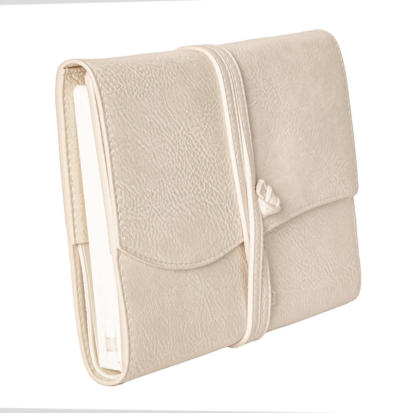 Bekah Rose Leather Journal for Women Refillable Faux Leather Cover with A5 Lay-flat Bound Journals | Personal Wrap Style Notebook Diary for Women (Ivory White 6x8, Lined Paper)
