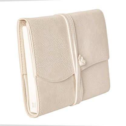 Bekah Rose Leather Journal for Women Refillable Faux Leather Cover with A5 Lay-flat Bound Journals | Personal Wrap Style Notebook Diary for Women (Ivory White 6x8, Lined Paper)