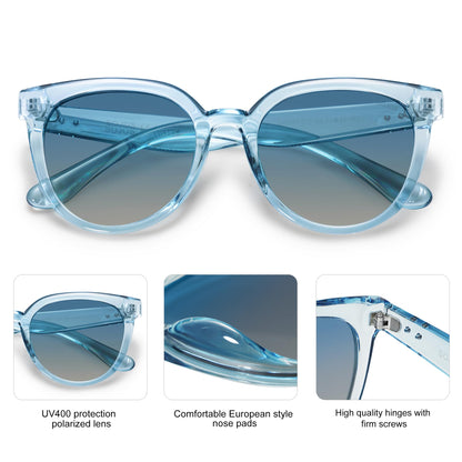 SOJOS Trendy Cat Eye Round Polarized Sunglasses for Women Fashion UV Protection Sunnies Sunglasses SJ2175