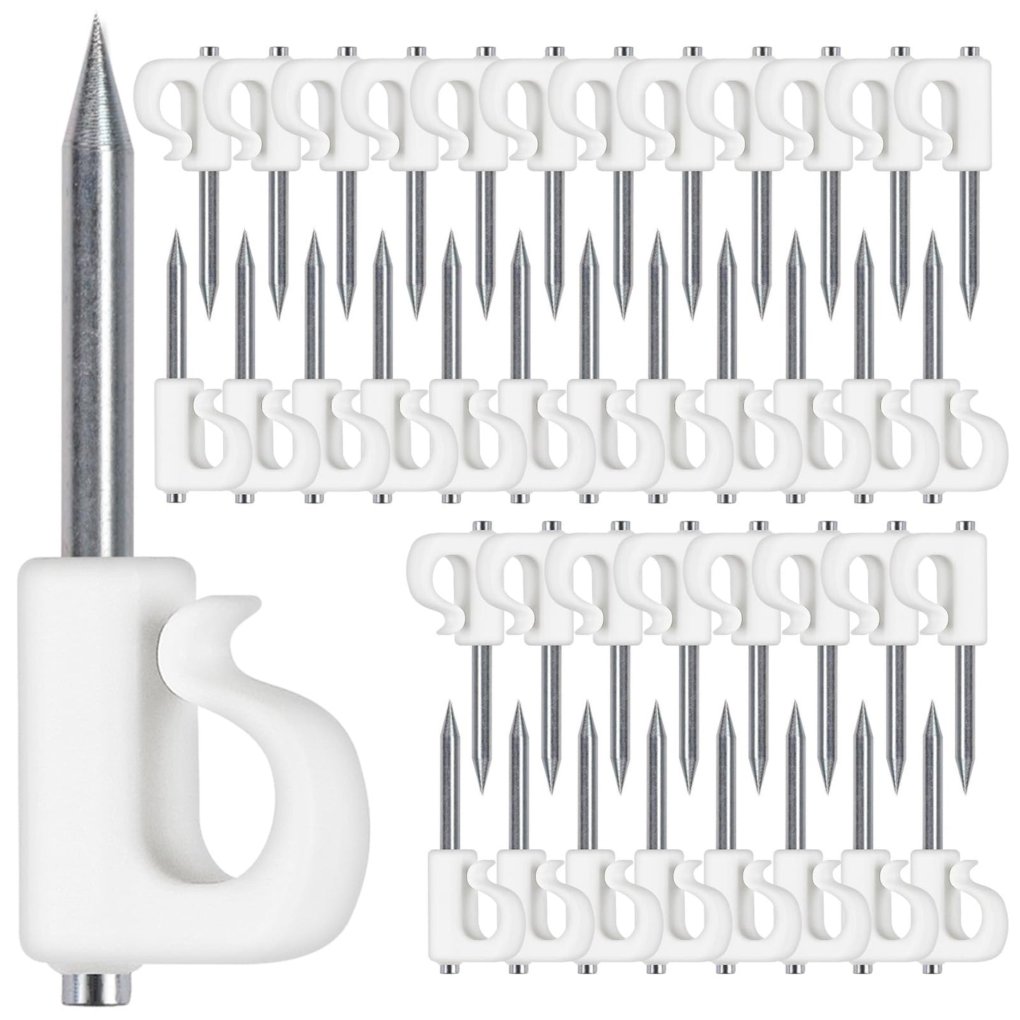 SELEWARE 40 Pcs Q-Hanger, Home Christmas Lights Hanger Hooks for Easy Release Outdoor Wire and Fairy Lights, Heavy Duty 40 LB Capacity, White