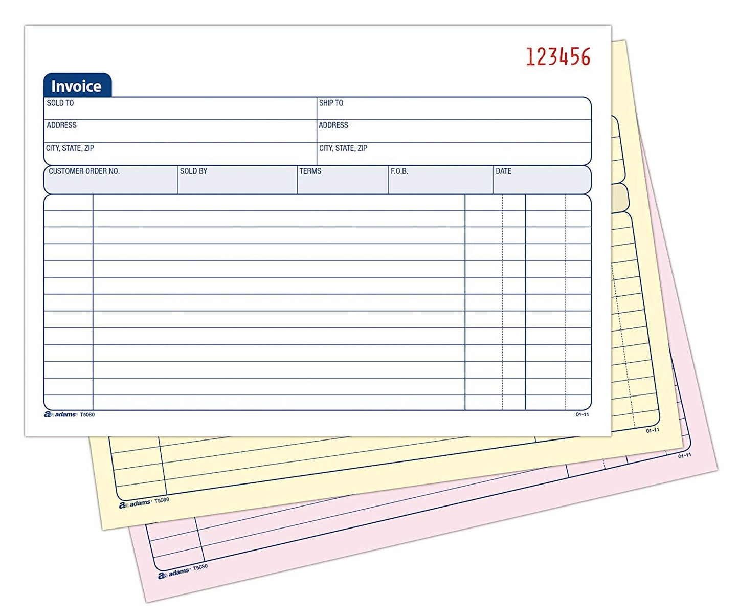 Adams Invoice Book, 3-Part, Carbonless, 5-9/16 x 8-7/16 Inches, 50 Sets per Book (T5080) (4)