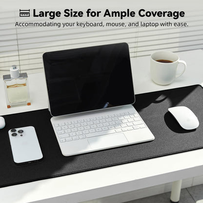 Reniteco Large Gaming Mouse Pad with Durable Stitched Edges, Non-Slip Rubber Base, Big Computer Keyboard Mouse Mat Desk Pad for Home Office Gaming Work, 31.5"x11.8"x0.12", Black