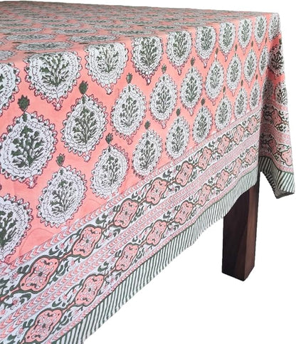 ATOSII Kari 100% Cotton Fall Tablecloth, Handblock Print Rectangle Table Cover for Kitchen Dining Linen I Parties, Thanksgiving, Christmas, Wedding, Fall Decor Table Cloth 60 X 90 Inches