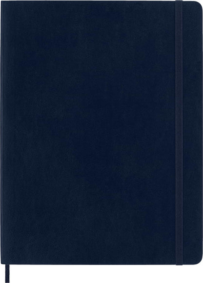 Moleskine Classic Notebook, Soft Cover, XL (7.5" x 9.5") Plain/Blank, Sapphire Blue, 192 Pages