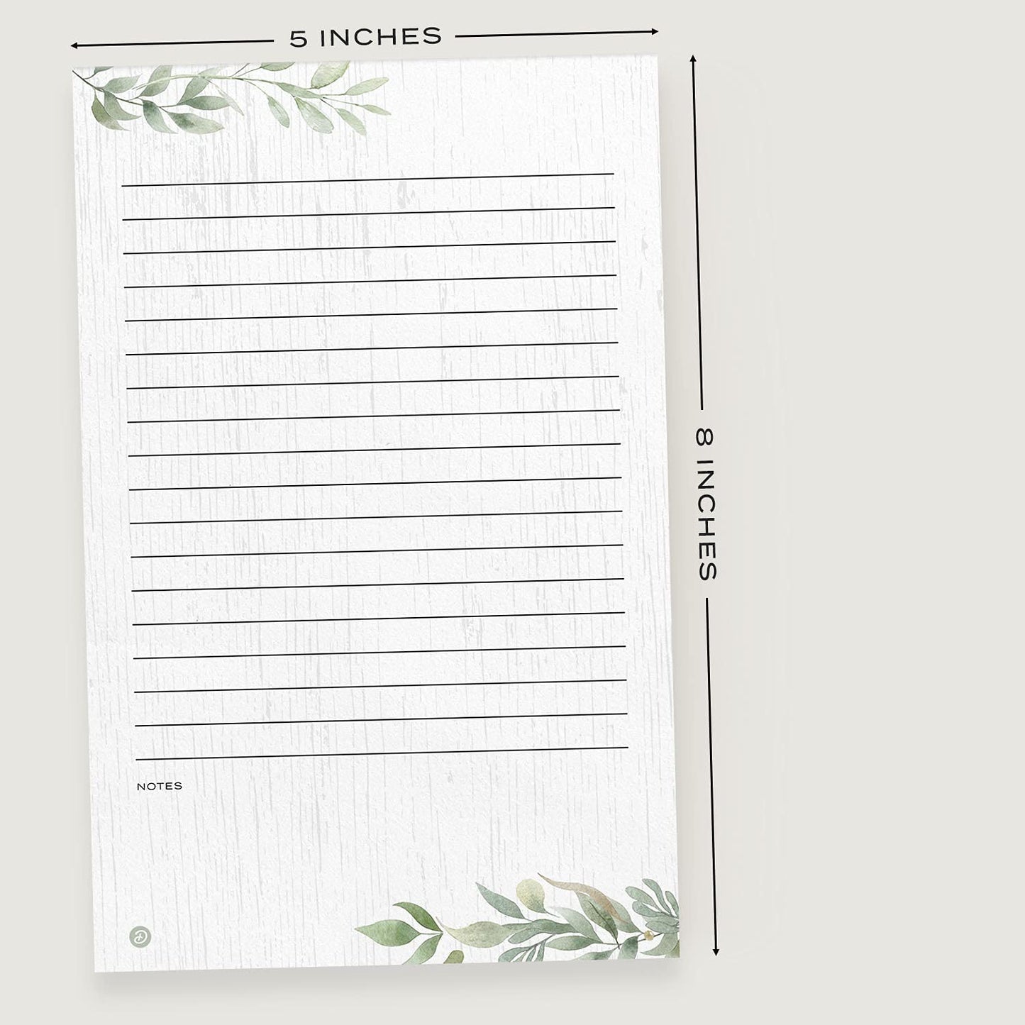 Dashleigh Farmhouse Notepad 5x8 Lined, 100 Sheets Rustic Sage Greenery Writing Pad with Tear Off Pages, Thick Paper Desk Notepad for Office and Home - To Do List Pad, Gift for Women, Kitchen Memo Pad