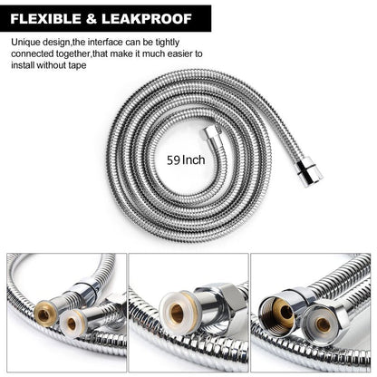 Blissland Shower Hose, 59 Inches Long Stainless Steel Handheld Shower Head Hose with Brass Insert and Nut - Durable and Flexible
