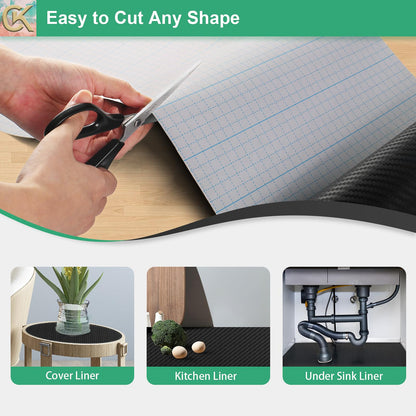 Self-Adhesive Shelf Liner Kitchen Liner, Waterproof Backed Paper Easy Peel and Stick Contact Liner Without Residue for Decor Your Desk Surface, Kitchen Countertops (Black, 11.8 x 59 inches)