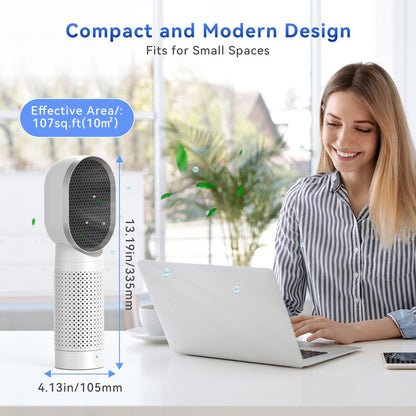 QUEENTY Small Air Purifier, Air Purifiers For Home With H13 HEPA Filter,Ionizer,Face to Face Outlet and Oscillating Air Blowing to Help You Breathing Fresh Air and Negative Ion in Office, For Bedroom