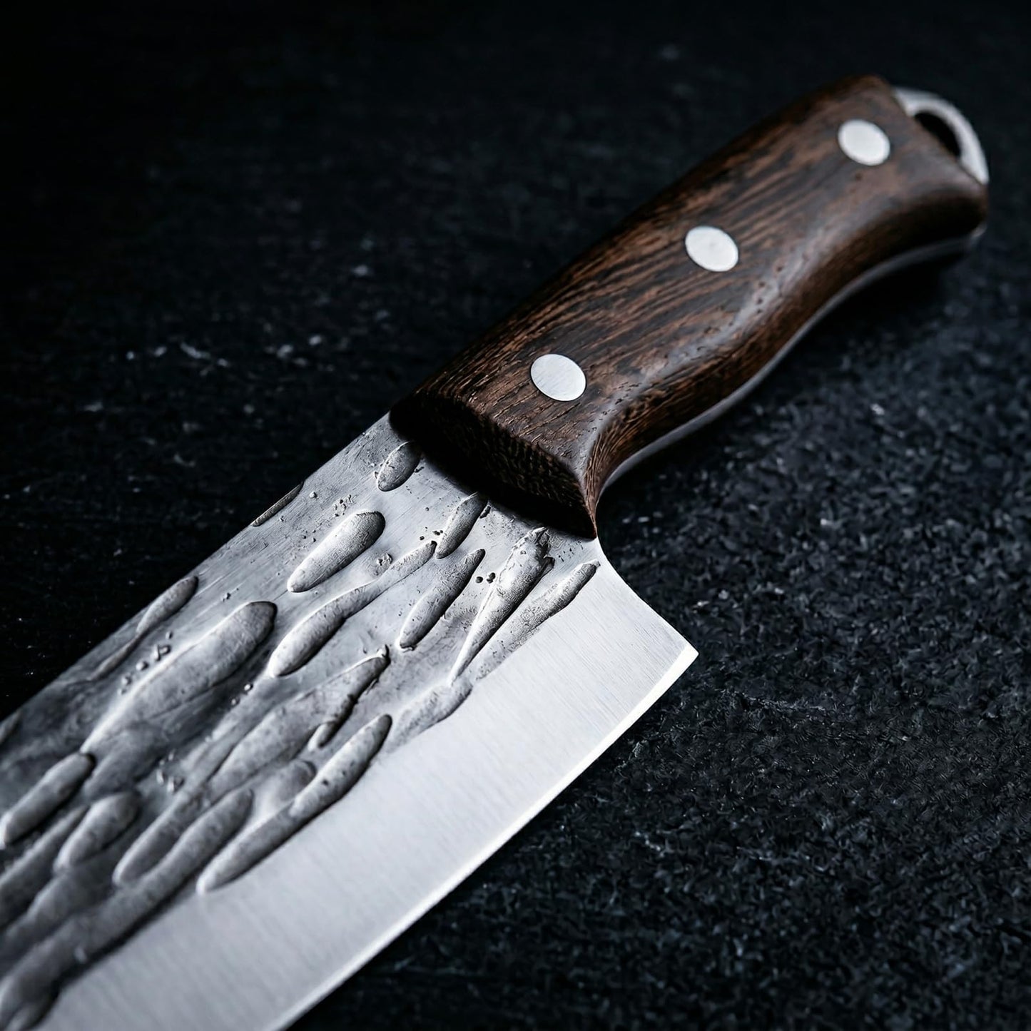 KOFERY Hand Forged Butcher Knife Set with Full Tang Damascus Steel for Pit Master BBQ, Smoking Meat and Meat Carving, Including Roll Bag, Shears and Sharpener for Outdoor Camping Gifts for Men